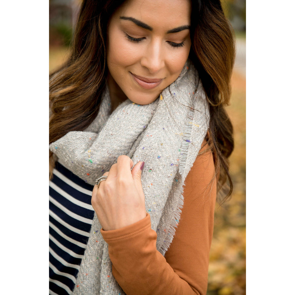 Grey Multi Speckled Scarf - Betsey's Boutique Shop