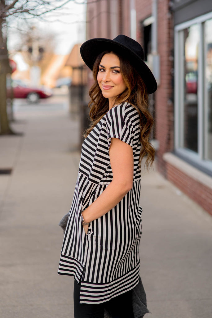 Mixed Stripes Tunic Tee - Betsey's Boutique Shop