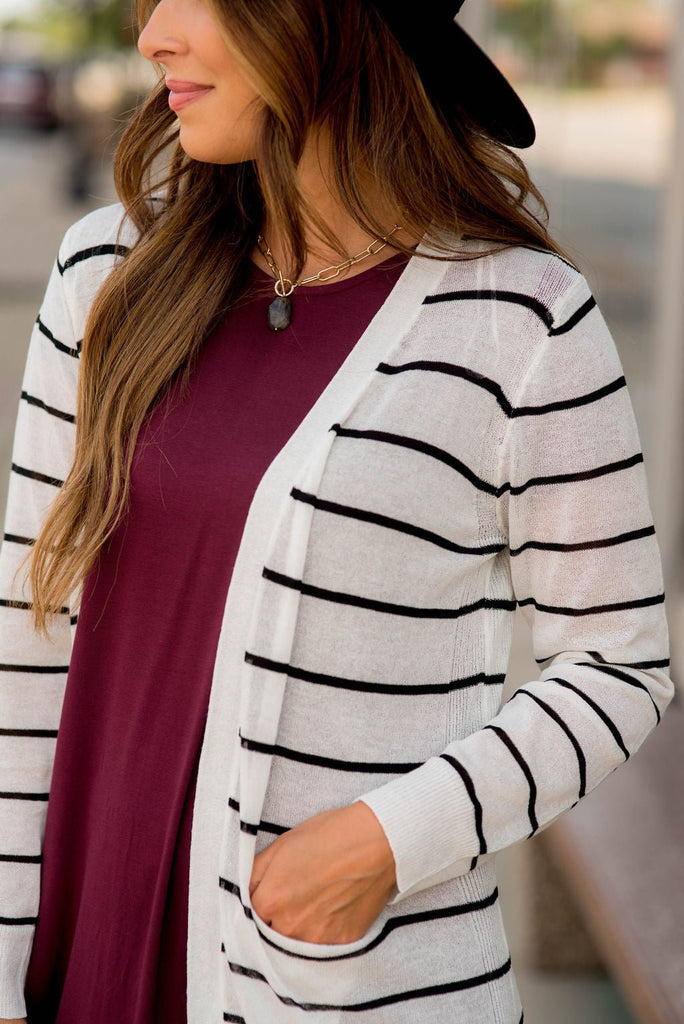 Thin Striped Tissue Cardigan - Betsey's Boutique Shop