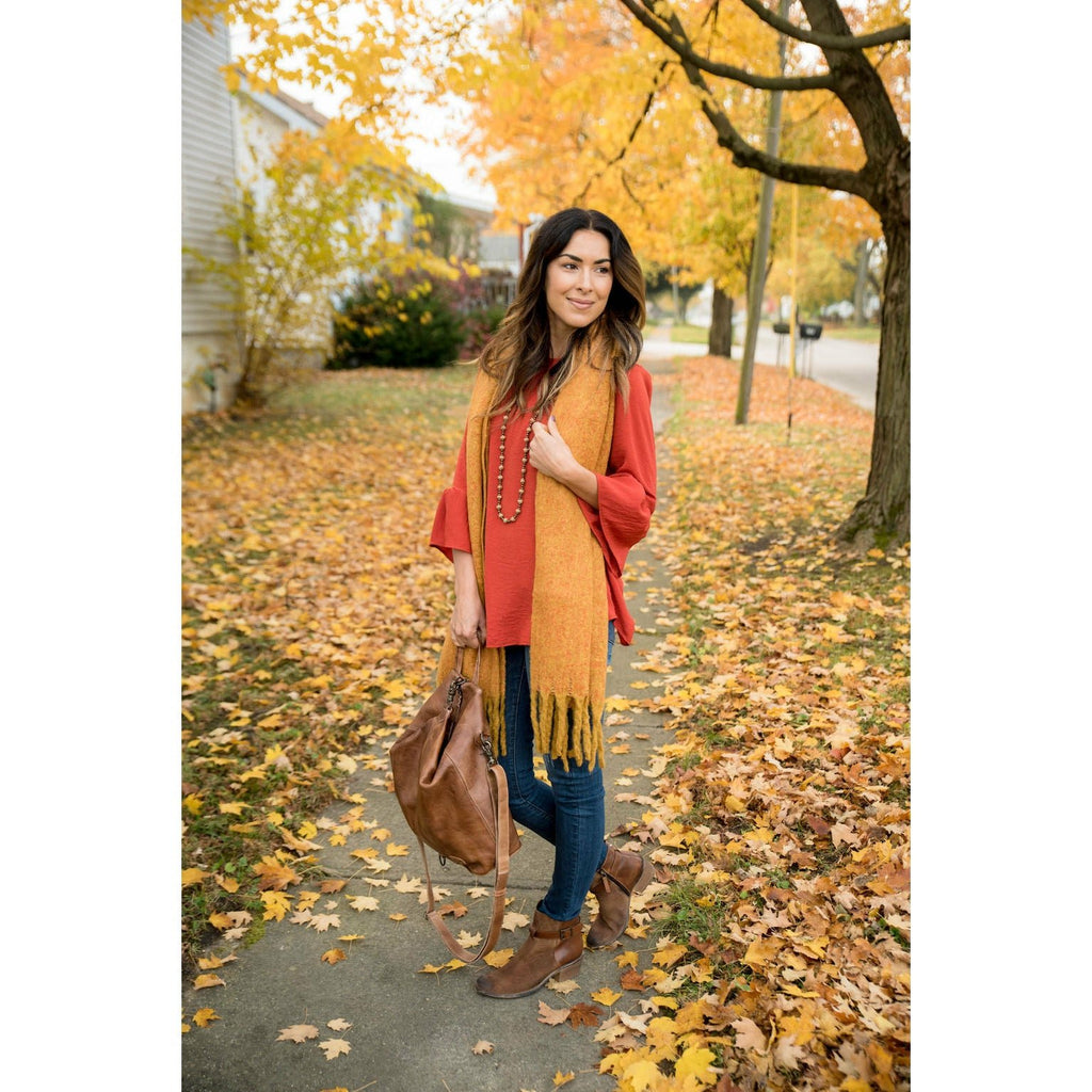 Mustard Speckled Scarf - Betsey's Boutique Shop