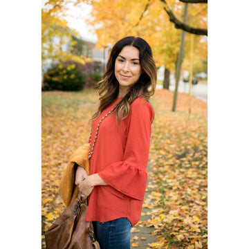 Pumpkin Flutter Blouse - Betsey's Boutique Shop