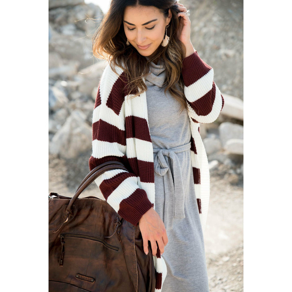 Heavy Striped Tunic Cardigan - Betsey's Boutique Shop