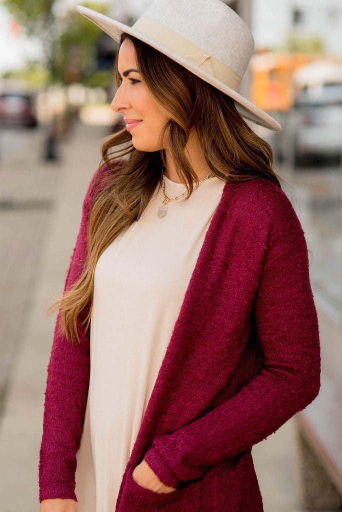 Textured Slit Cardigan - Betsey's Boutique Shop