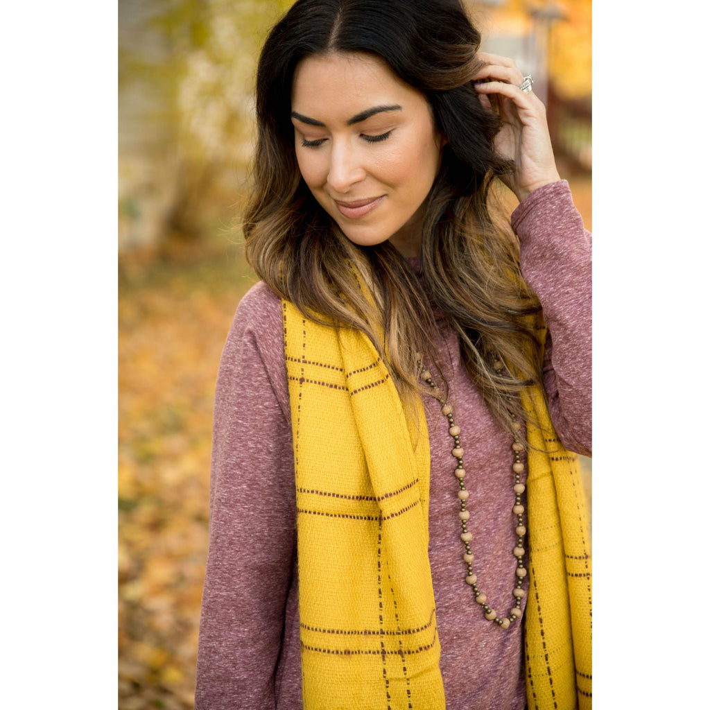 Dark Mustard Plaid Scarf - Betsey's Boutique Shop