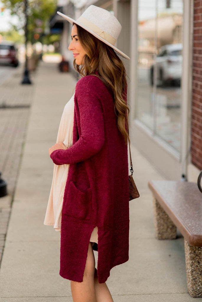 Textured Slit Cardigan - Betsey's Boutique Shop