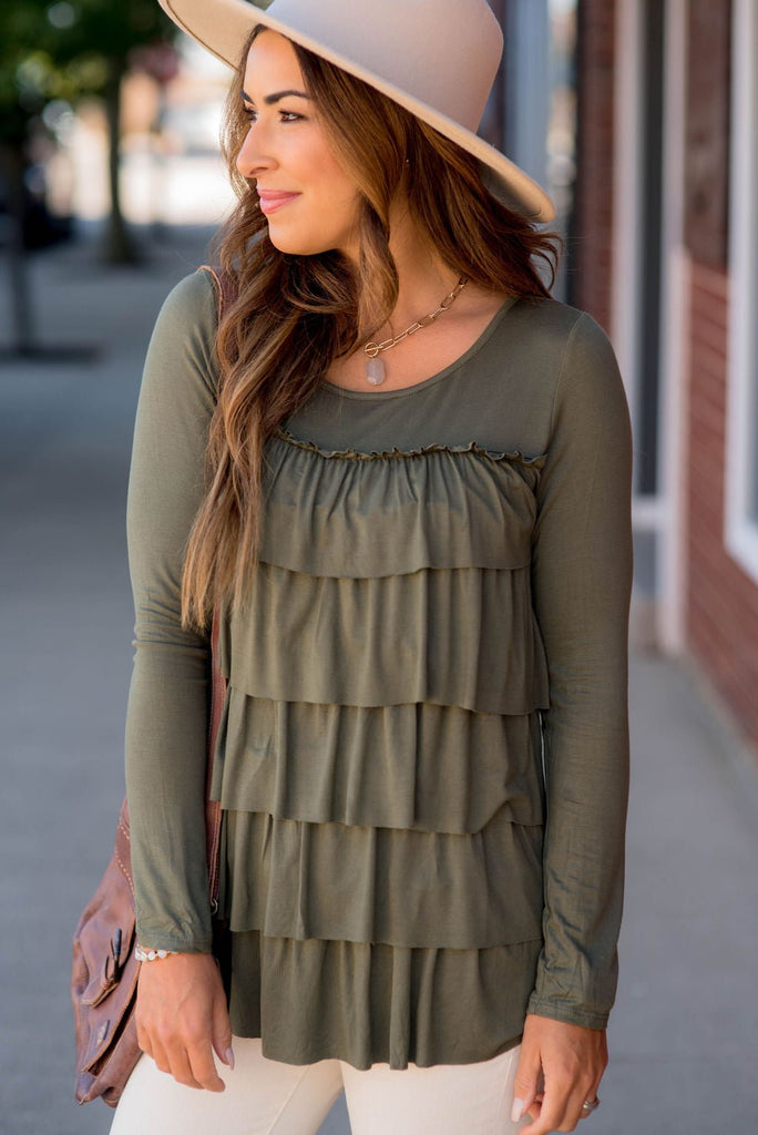 So Soft Ruffle Long Sleeve Tee - Betsey's Boutique Shop