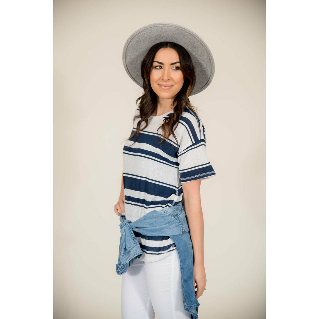 Navy Multi Striped Tee - Betsey's Boutique Shop