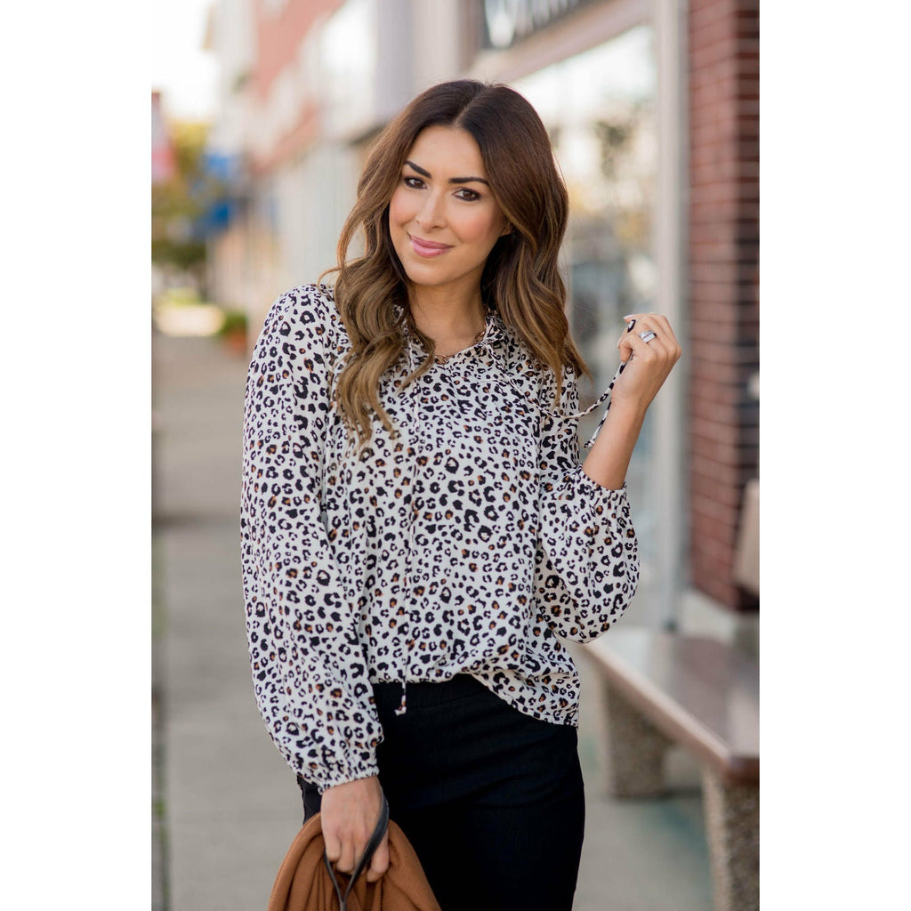 Pop of Color Leopard Blouse - Betsey's Boutique Shop - Shirts & Tops