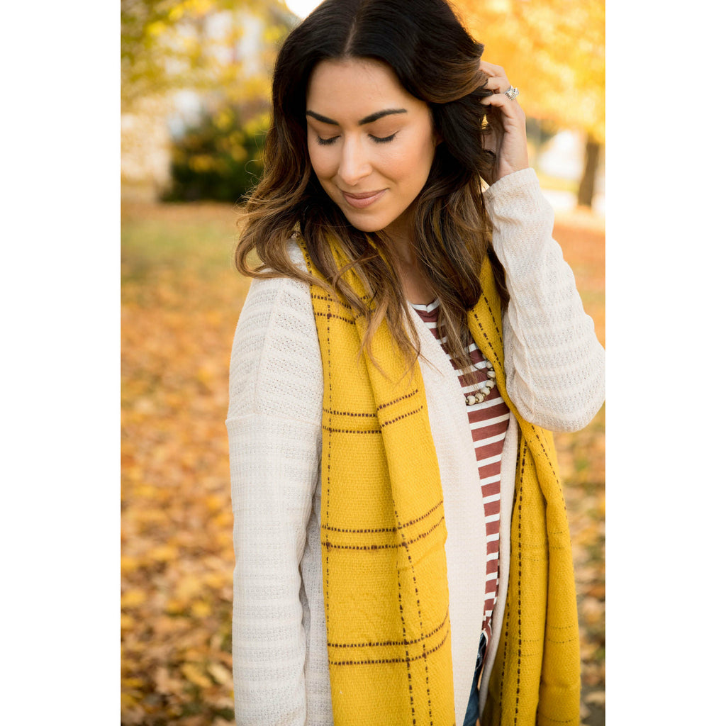 Dark Mustard Plaid Scarf - Betsey's Boutique Shop