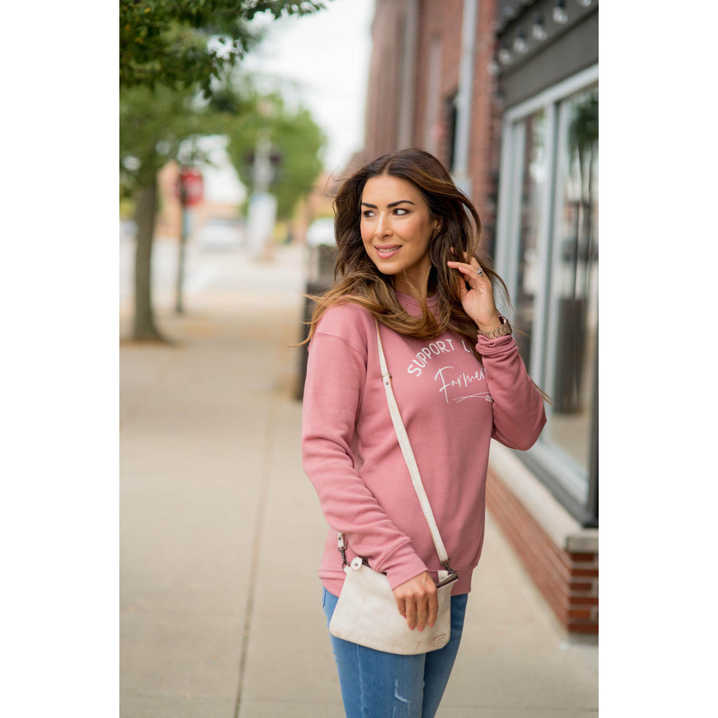 Support Local Farmers Wheat Crewneck - Betsey's Boutique Shop