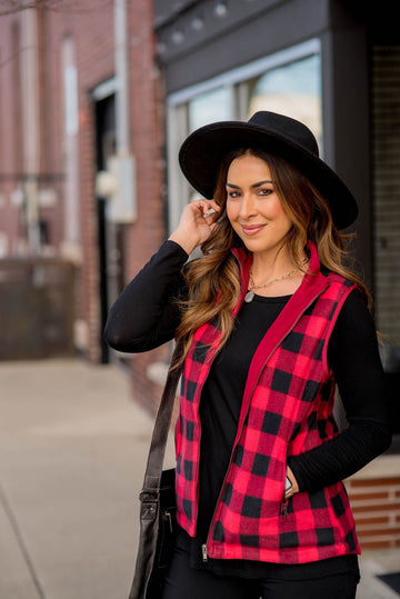 Buffalo Plaid Plush Vest - Betsey's Boutique Shop -