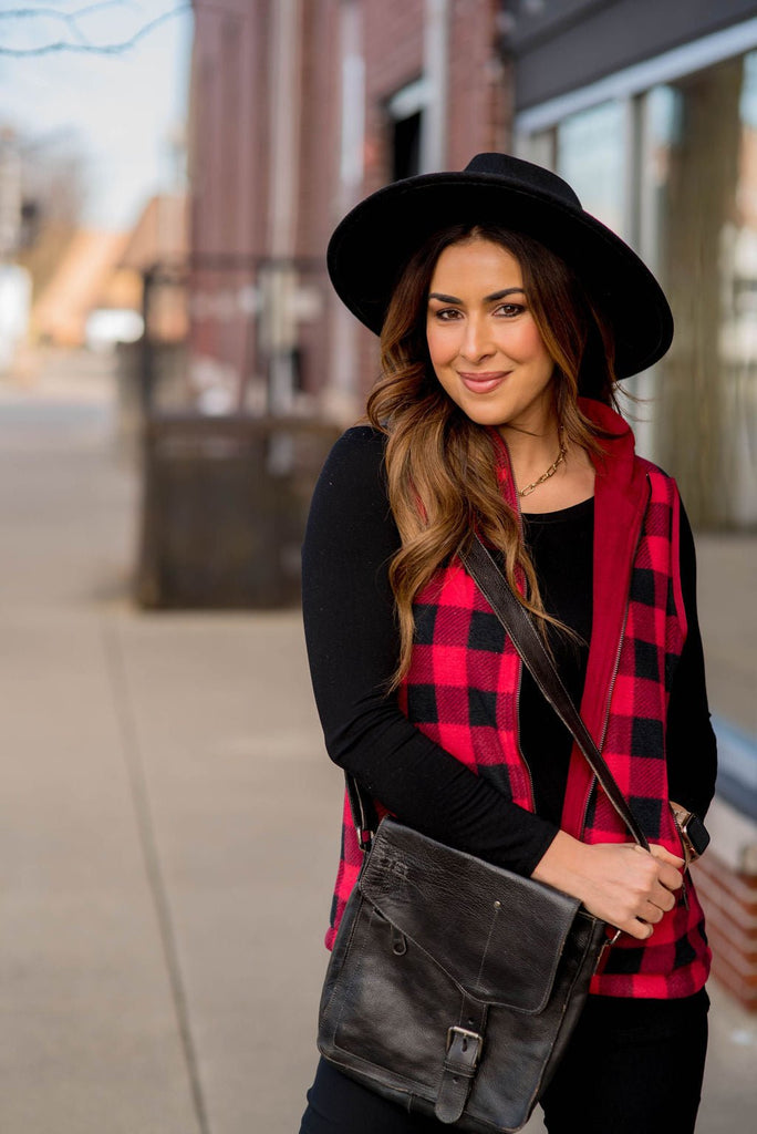 Buffalo Plaid Plush Vest - Betsey's Boutique Shop -