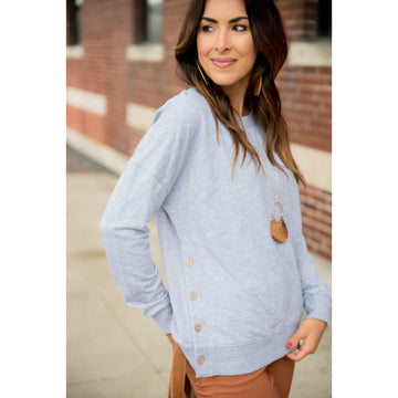 Side Button Sweatshirt - Betsey's Boutique Shop