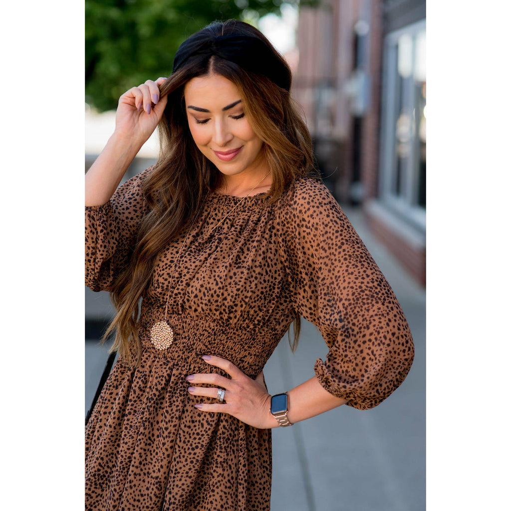 3/4 Sleeve Cheetah Dress - Betsey's Boutique Shop