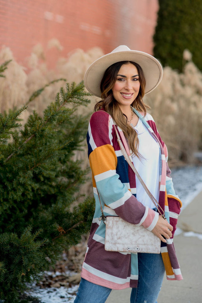 Shades of Blush Color Blocked Cardigan - Betsey's Boutique Shop