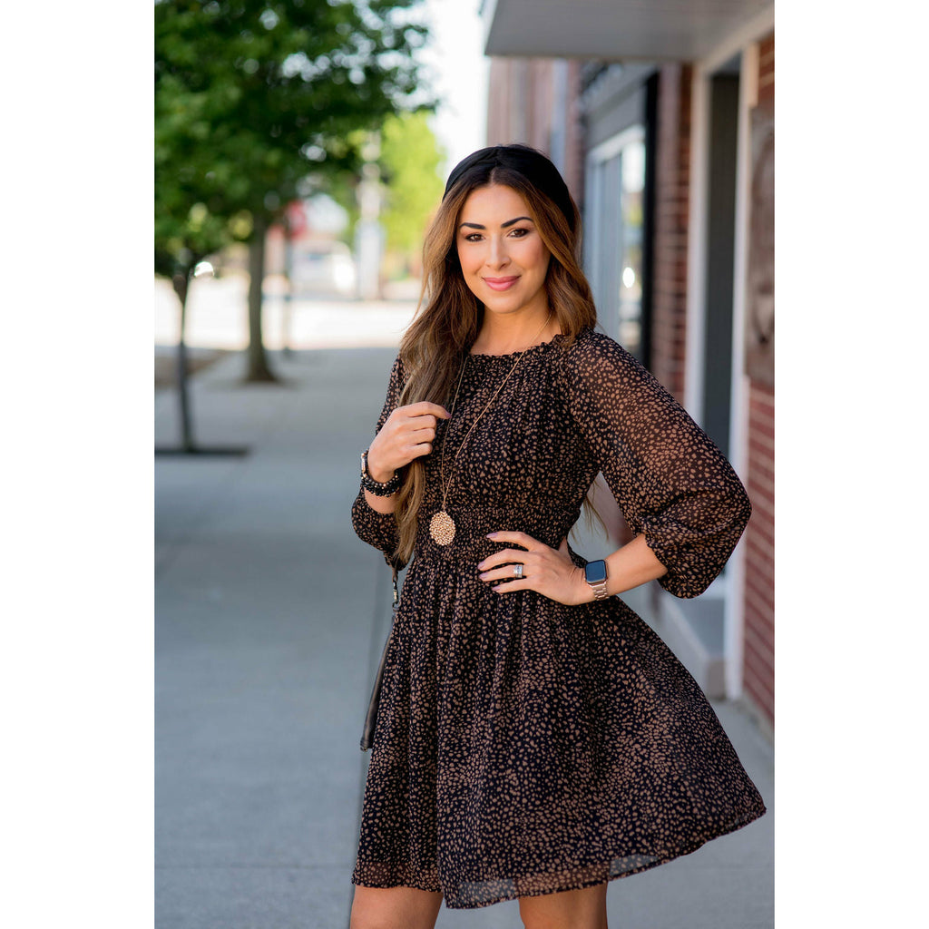 3/4 Sleeve Cheetah Dress - Betsey's Boutique Shop