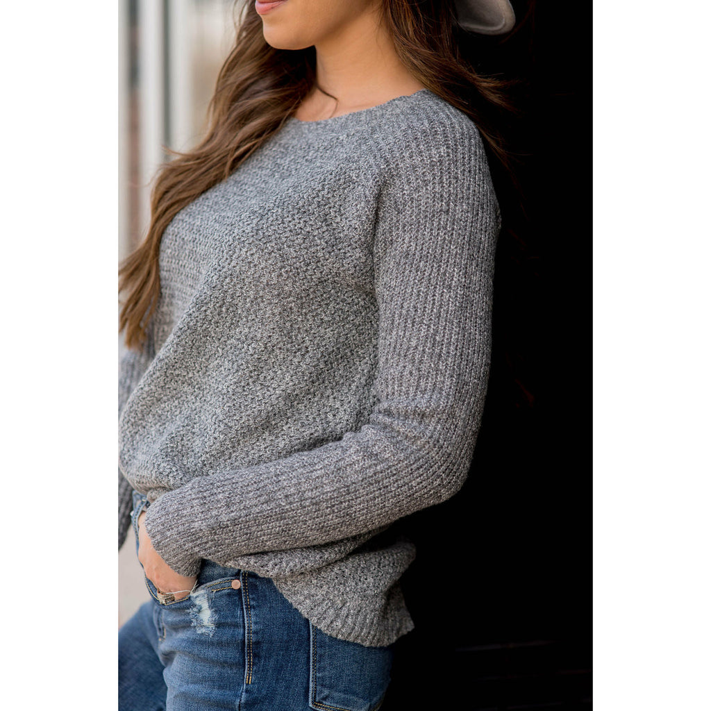 Side Slit Knit Sweater - Betsey's Boutique Shop - Outerwear