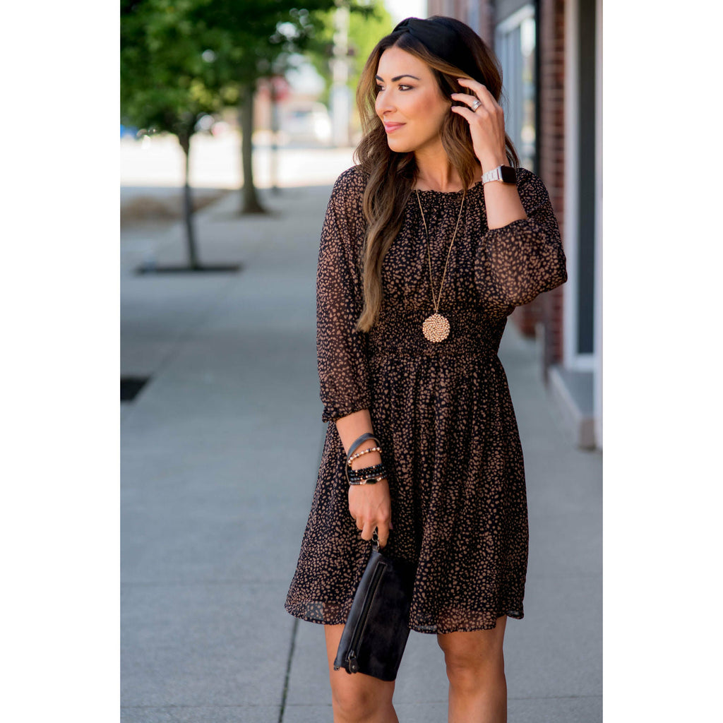 3/4 Sleeve Cheetah Dress - Betsey's Boutique Shop