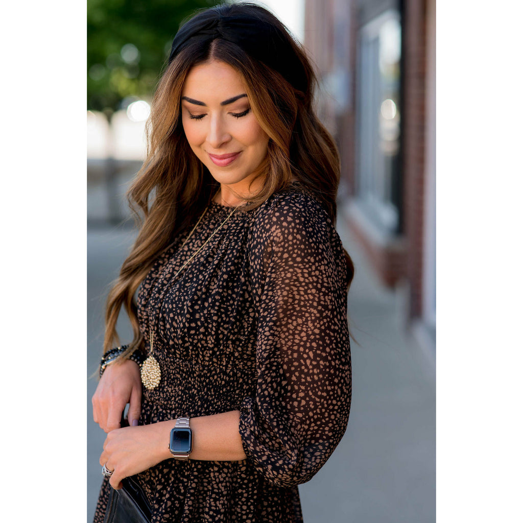 3/4 Sleeve Cheetah Dress - Betsey's Boutique Shop