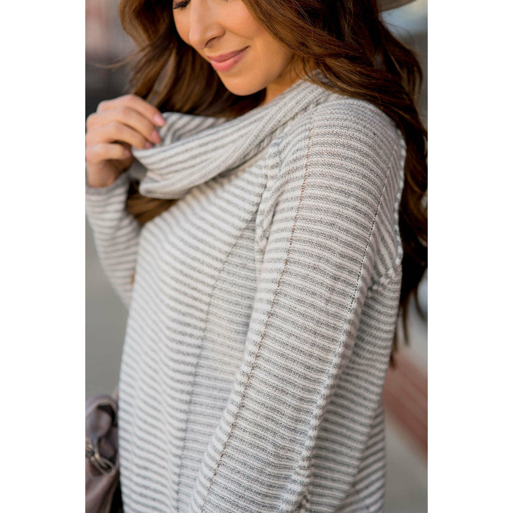 Texture Stripe Cowl Neck - Betsey's Boutique Shop