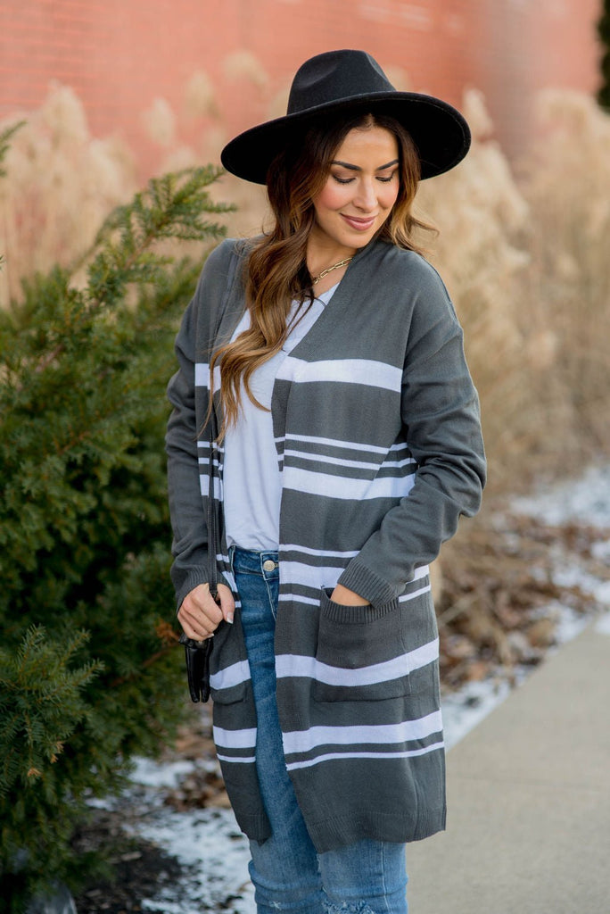 Striped Tunic Cardigan - Betsey's Boutique Shop