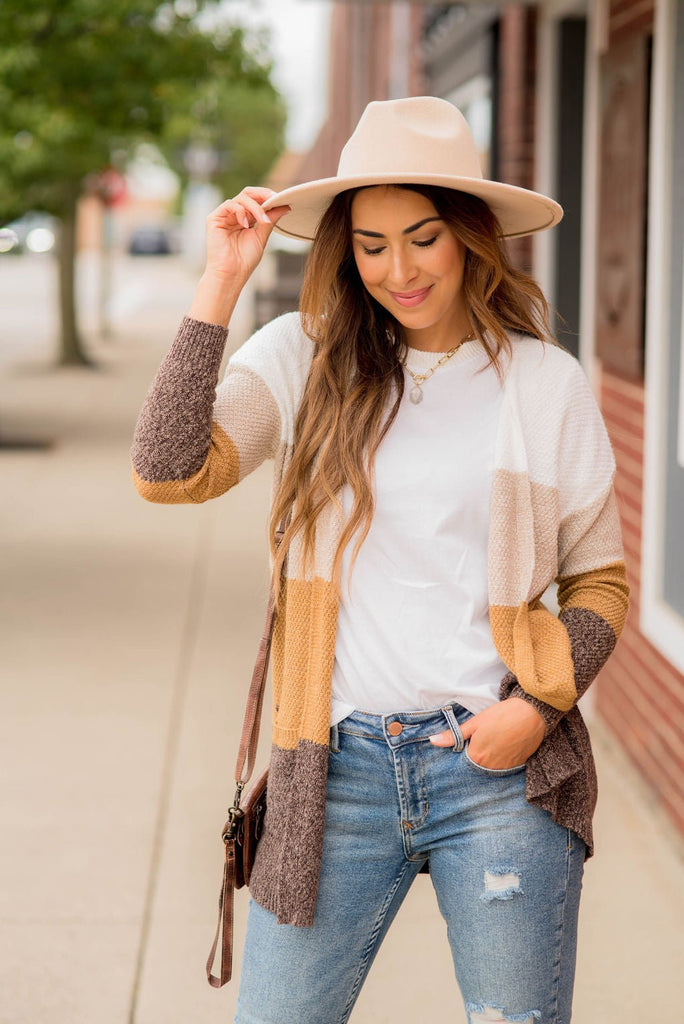 Lovely Textured Color Block Cardigan - Betsey's Boutique Shop