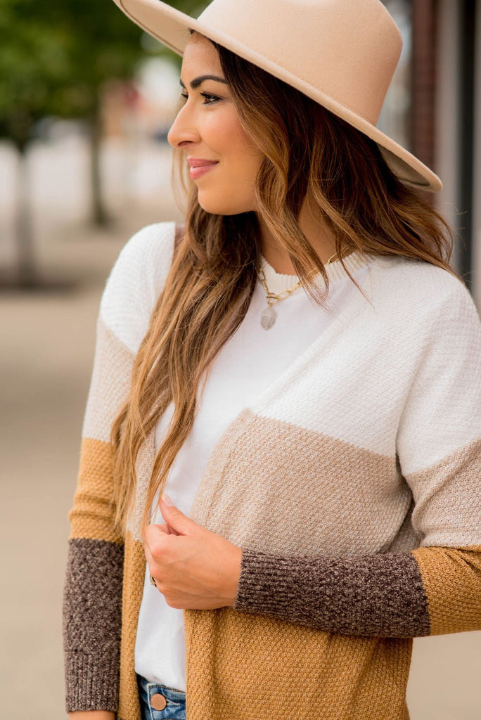 Lovely Textured Color Block Cardigan - Betsey's Boutique Shop