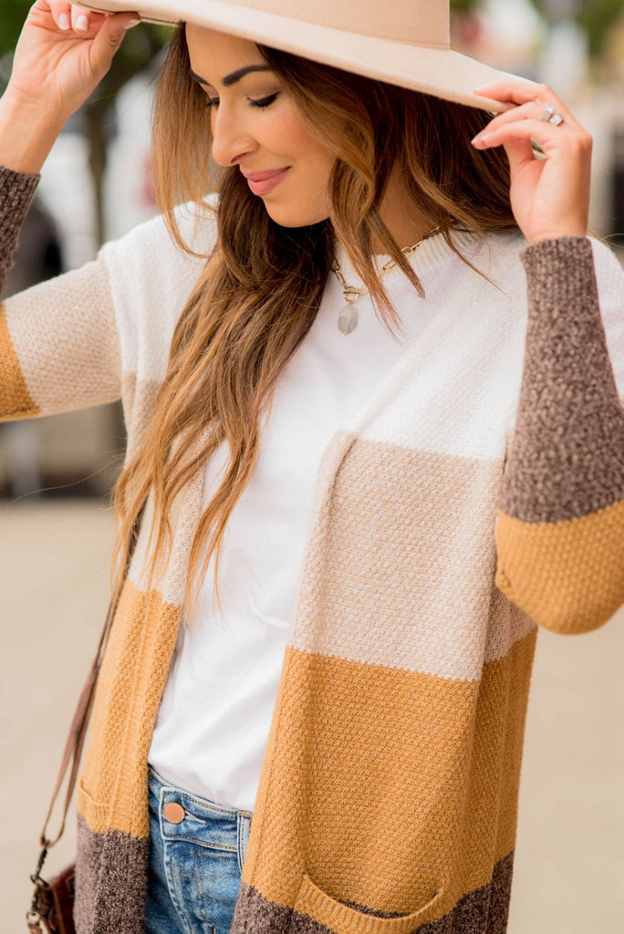 Lovely Textured Color Block Cardigan - Betsey's Boutique Shop