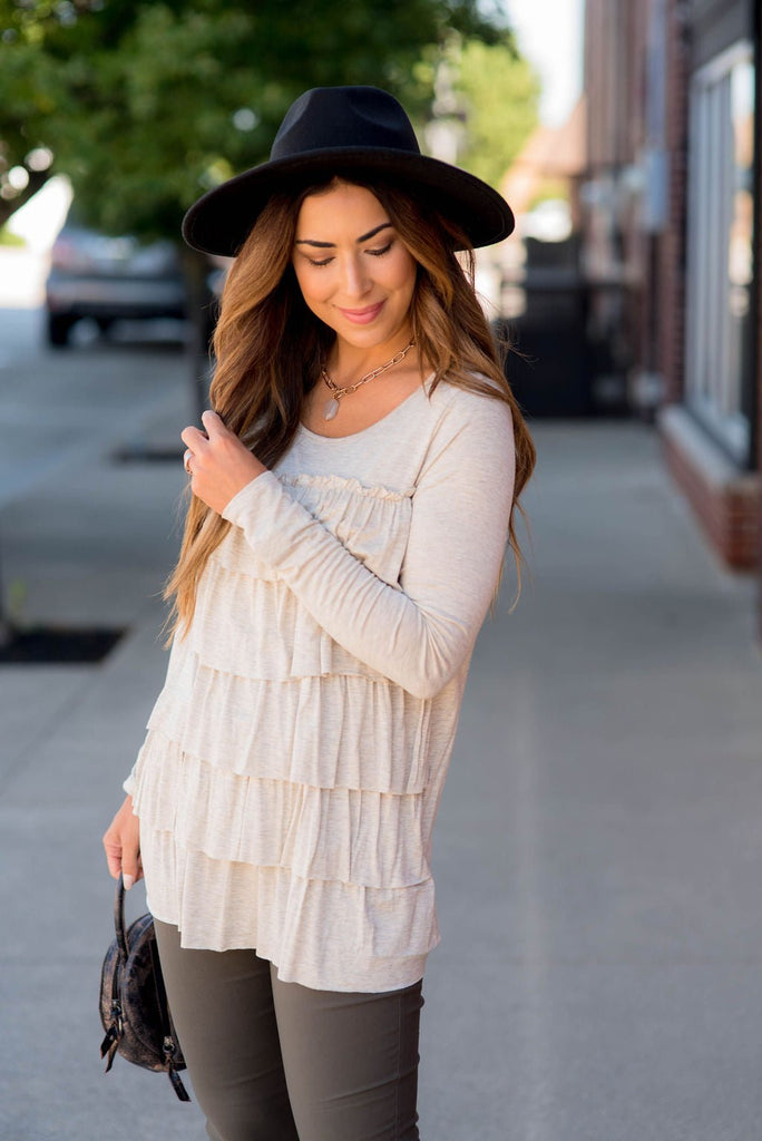 So Soft Ruffle Long Sleeve Tee - Betsey's Boutique Shop