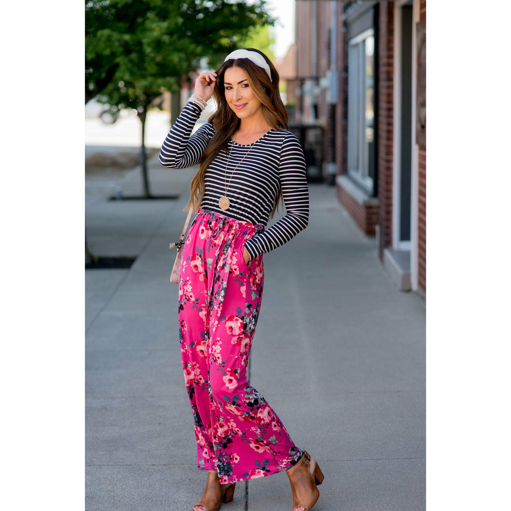 Striped Top Floral Bottom Maxi - Betsey's Boutique Shop