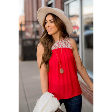 Floral Top Tie Back Tank - Betsey's Boutique Shop