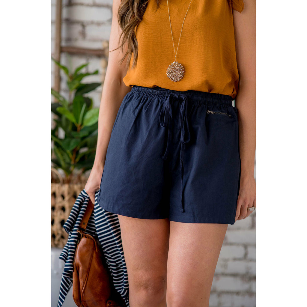 Relaxed Zipper Accent Shorts - Betsey's Boutique Shop