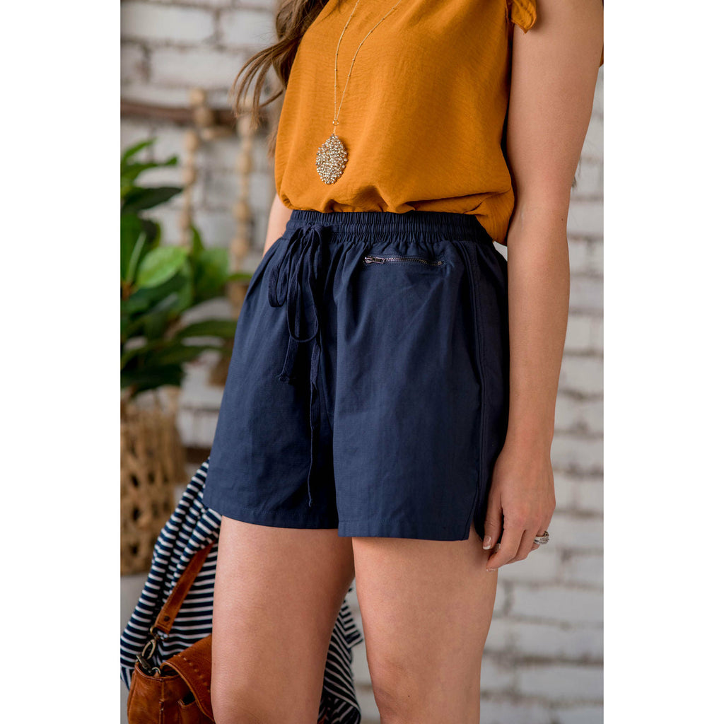 Relaxed Zipper Accent Shorts - Betsey's Boutique Shop