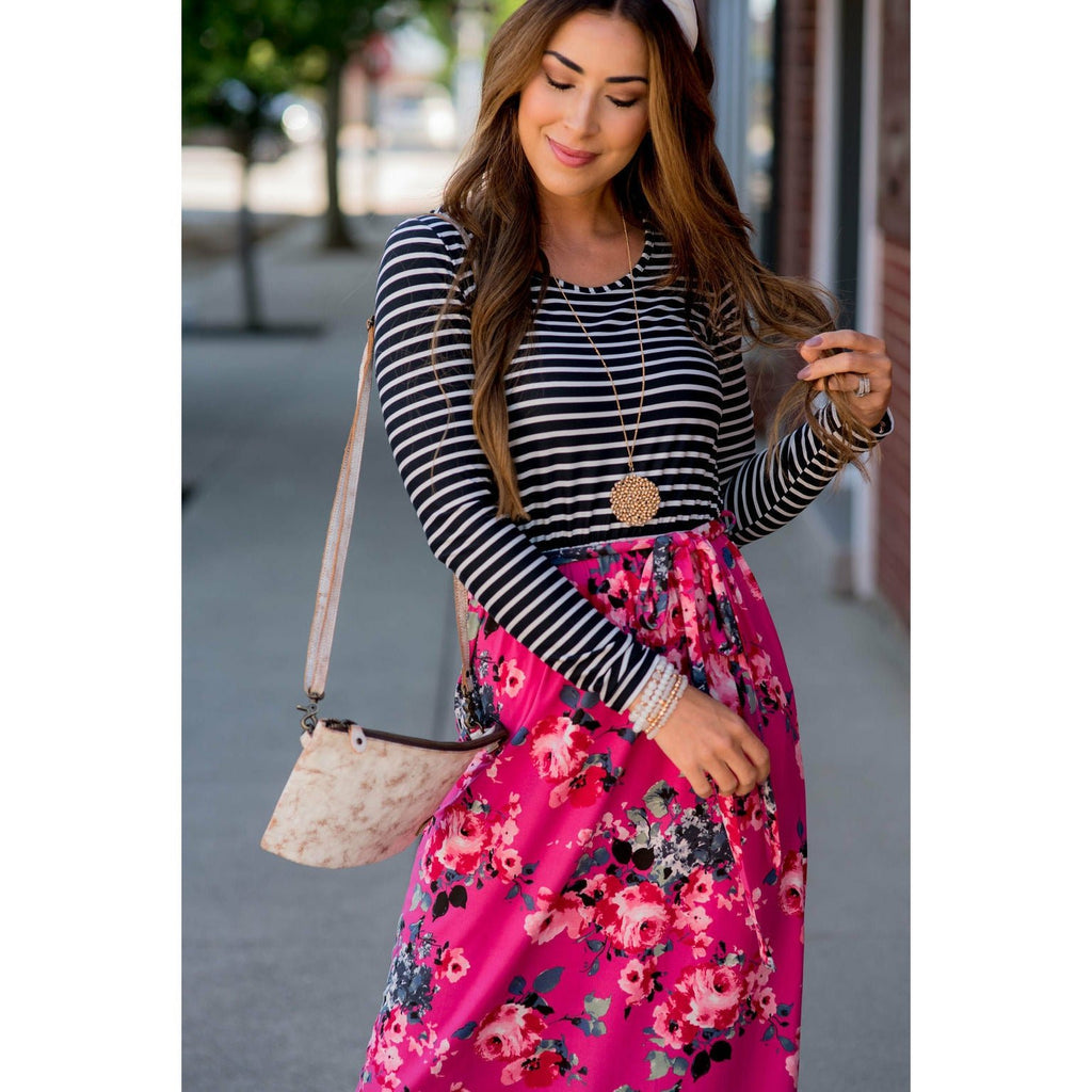 Striped Top Floral Bottom Maxi - Betsey's Boutique Shop