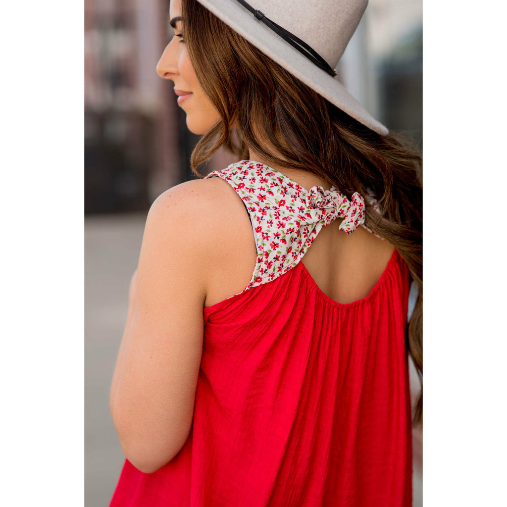 Floral Top Tie Back Tank - Betsey's Boutique Shop