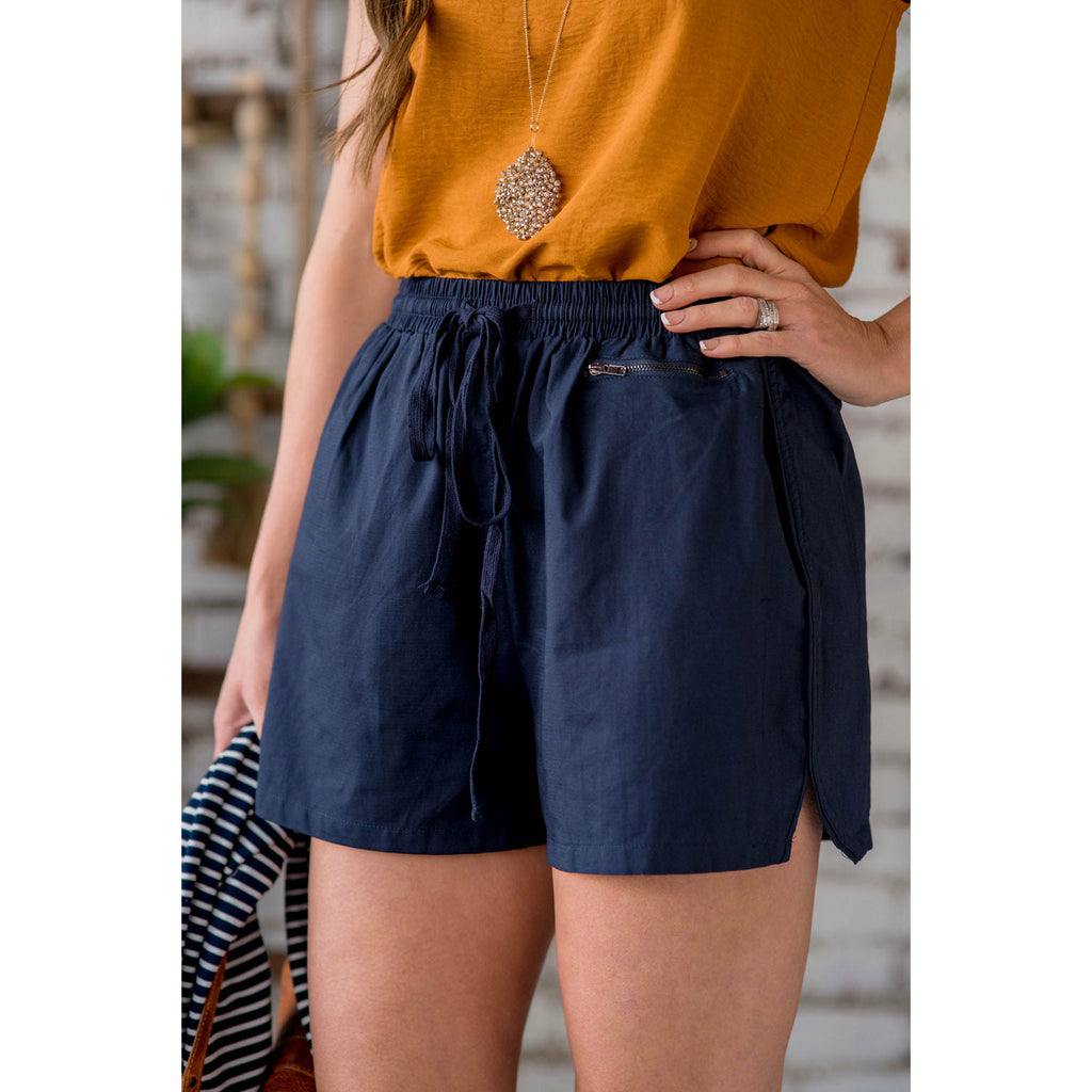 Relaxed Zipper Accent Shorts - Betsey's Boutique Shop