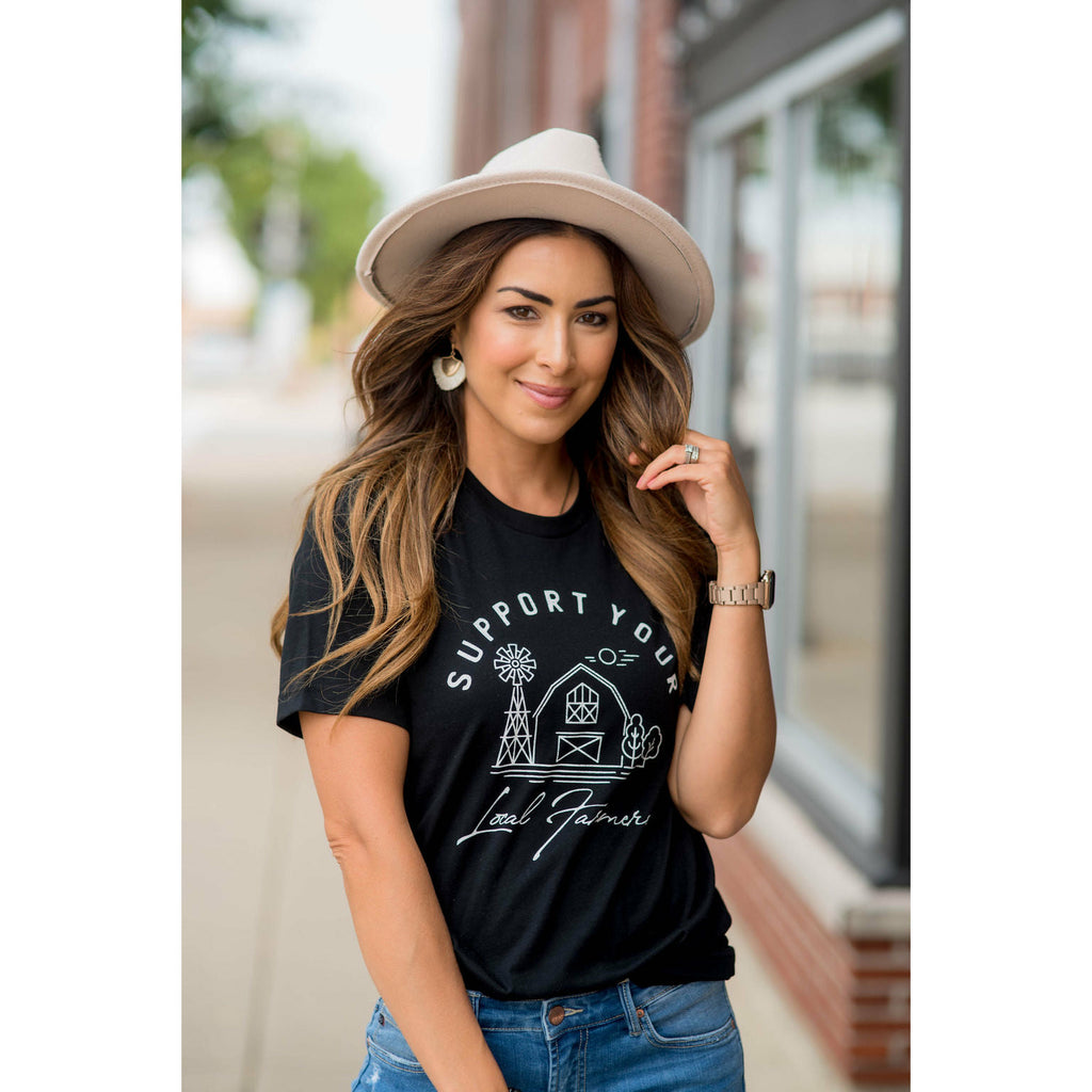 Support Your Local Farmers Farmhouse Graphic Tee - Betsey's Boutique Shop