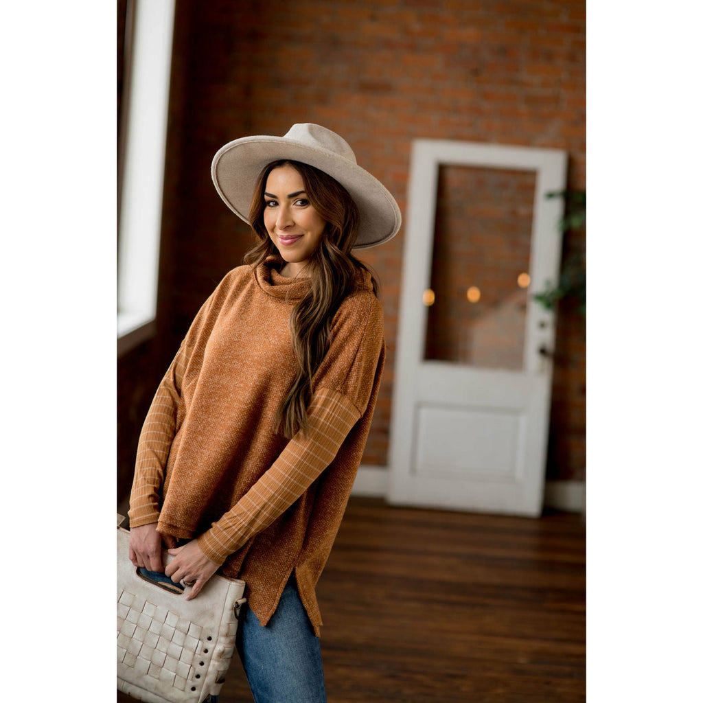 Double Lined Faux Poncho Style Sweater - Betsey's Boutique Shop