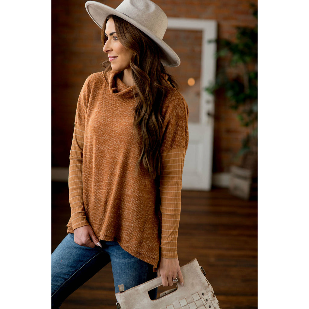 Double Lined Faux Poncho Style Sweater - Betsey's Boutique Shop