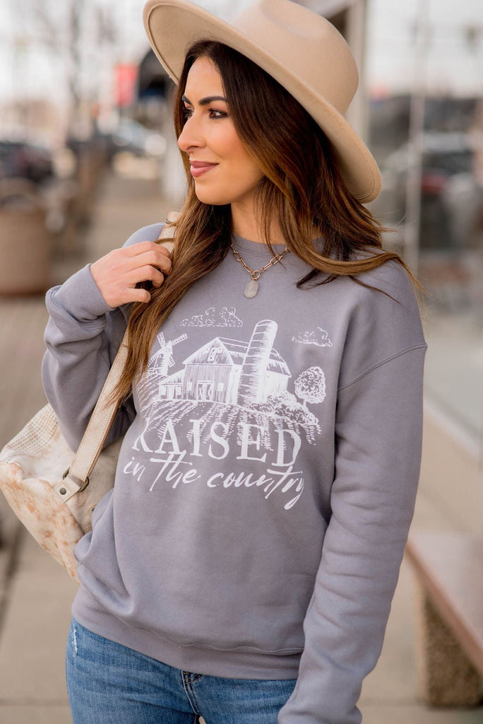 Raised In The Country Graphic Crewneck - Betsey's Boutique Shop -