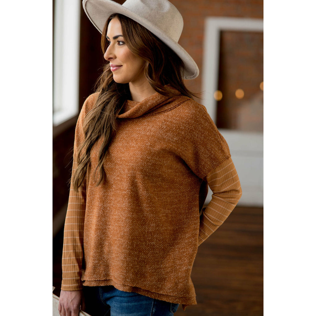 Double Lined Faux Poncho Style Sweater - Betsey's Boutique Shop