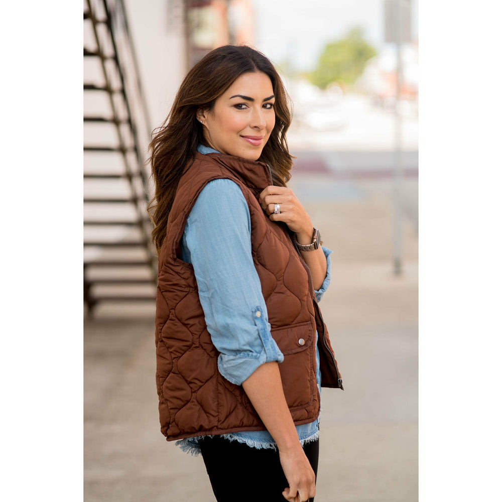 Betsey's Boutique Shop Textured Puffer Vest S / Oatmeal by Betsey's Boutique