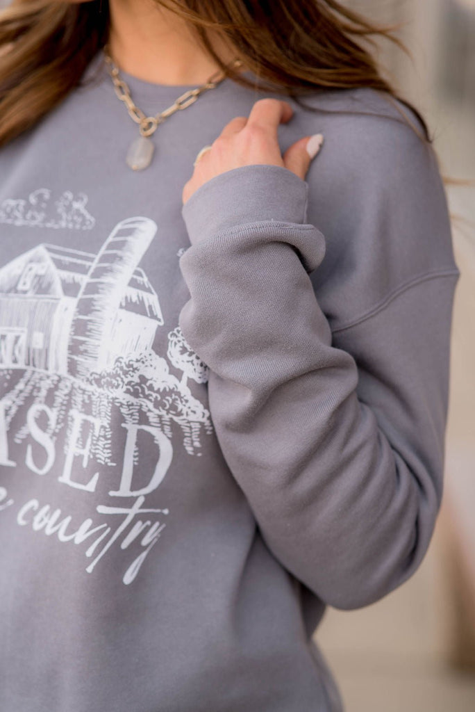 Raised In The Country Graphic Crewneck - Betsey's Boutique Shop -