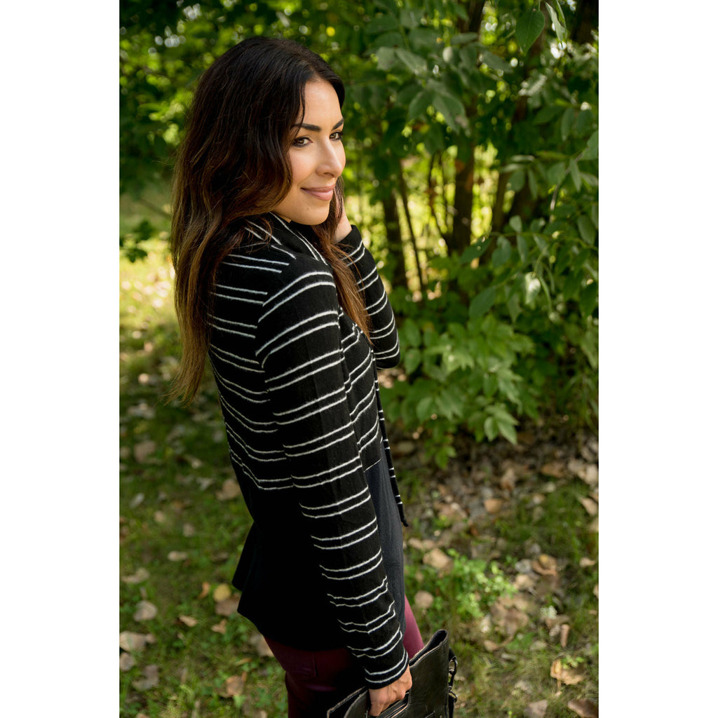 Striped Top Solid Bottom Cowl Neck - Betsey's Boutique Shop