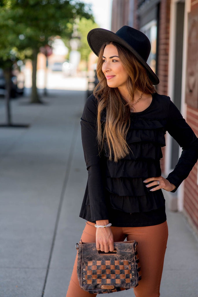 Ruffle Long Sleeve Tee - Betsey's Boutique Shop