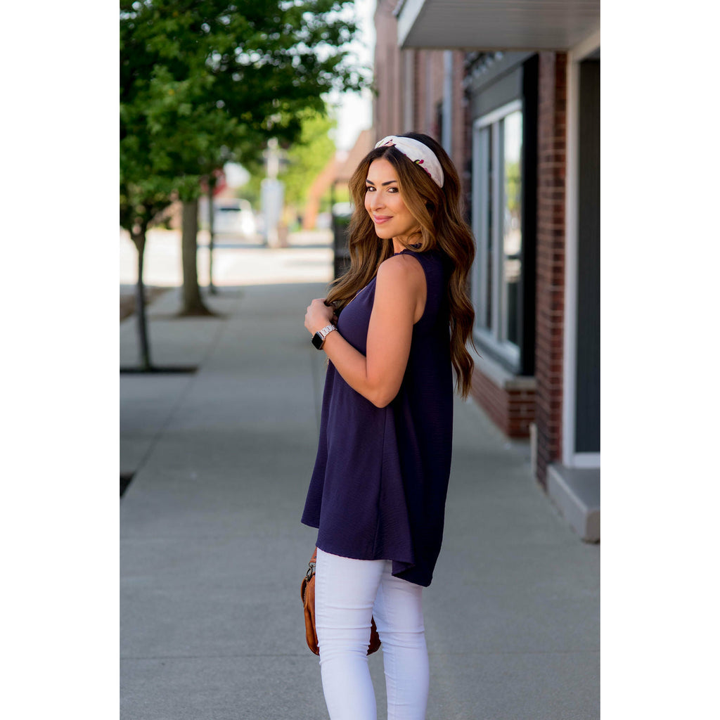 Ruffle V-Neck Tunic Tank - Betsey's Boutique Shop