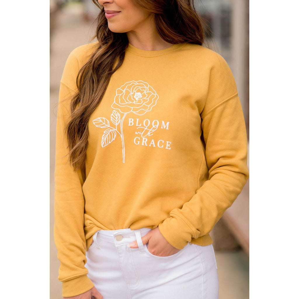 Bloom With Grace Graphic Sweatshirt - Betsey's Boutique Shop