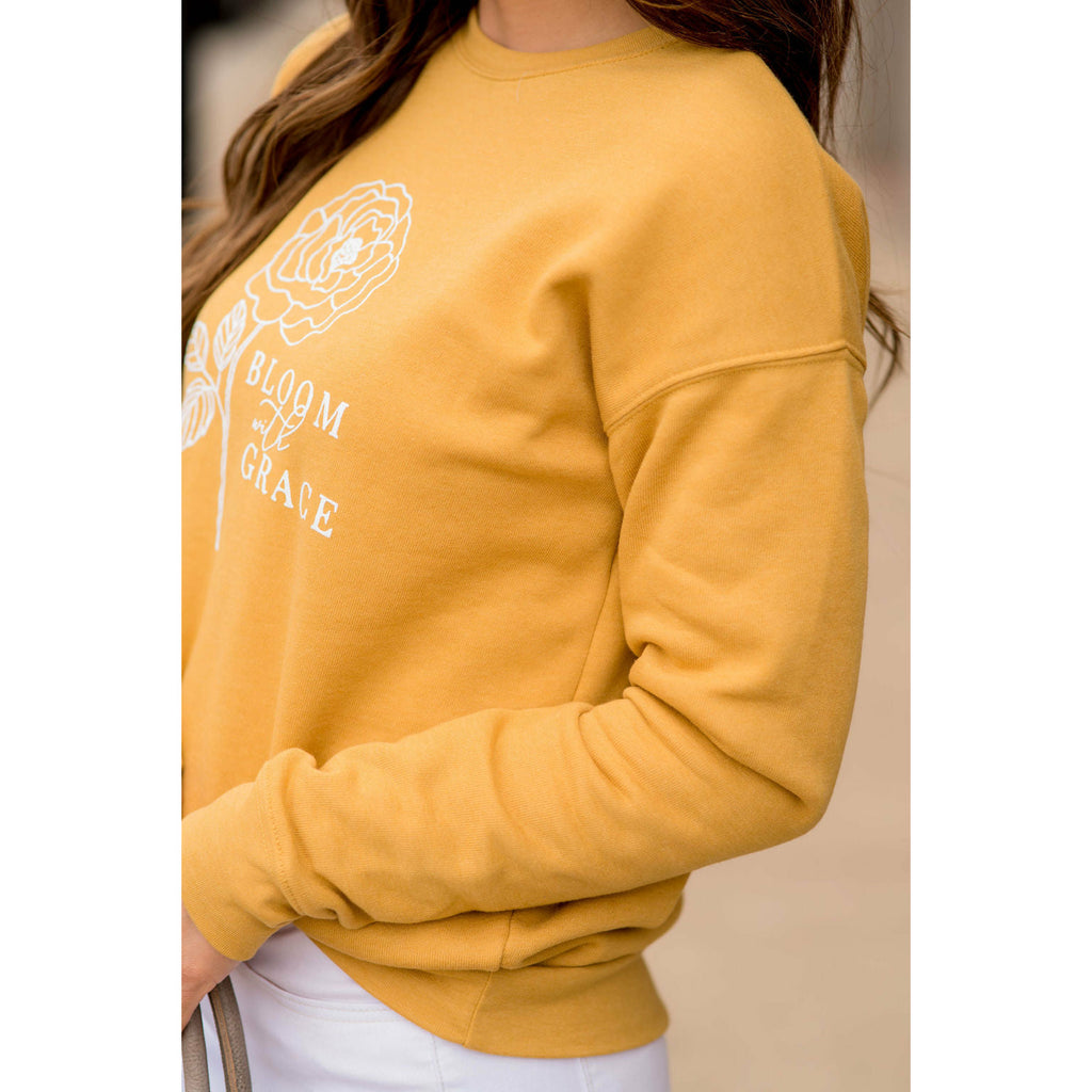 Bloom With Grace Graphic Sweatshirt - Betsey's Boutique Shop