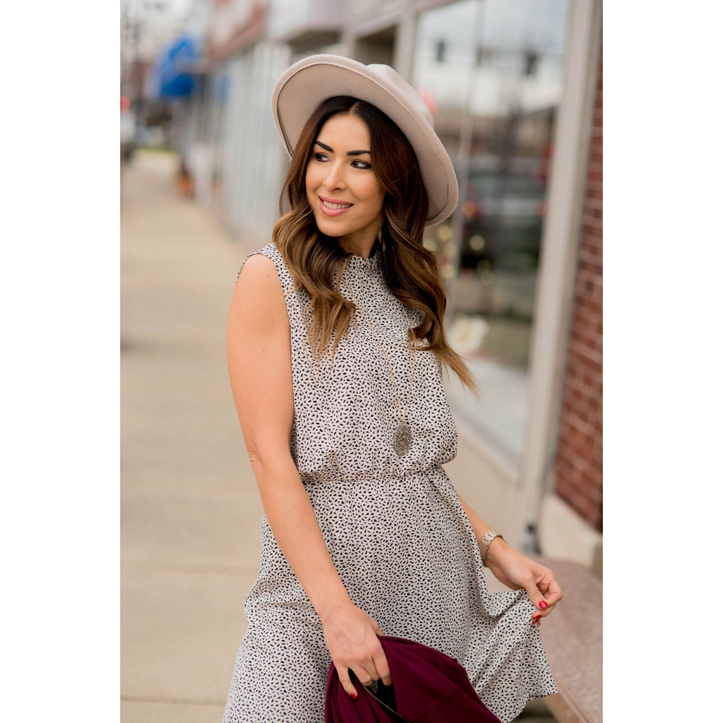 Lovely Speckled Cinch Neck Dress - Betsey's Boutique Shop