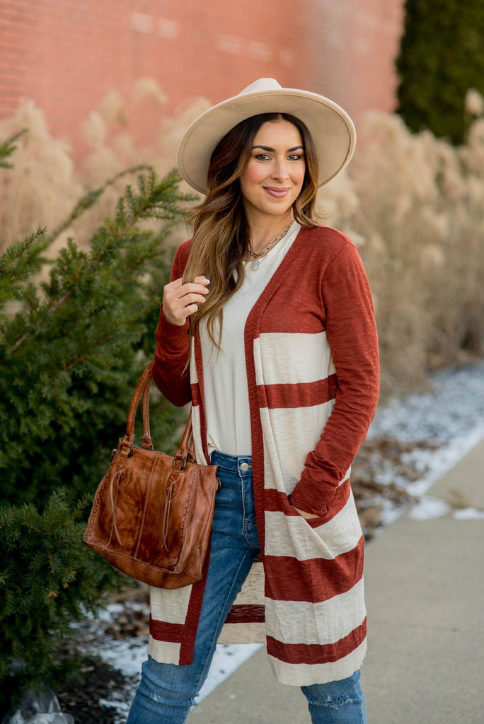 Lightweight Assorted Stripe Tunic Cardigan - Betsey's Boutique Shop